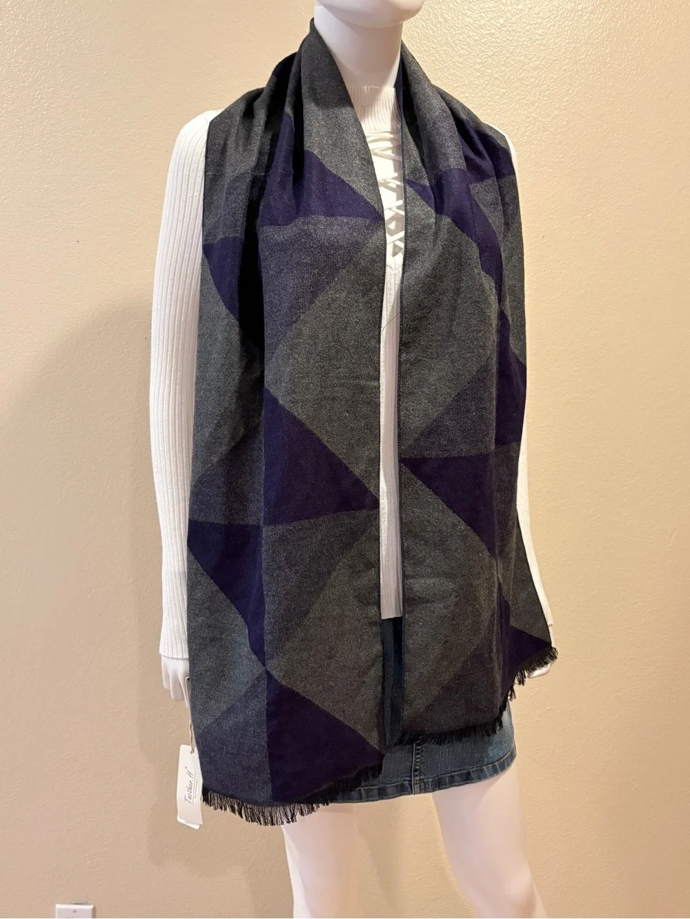 Acrylic Cashmere Scarf NEW Violet Blue Charcoal Grey Classic Preppy Academia
